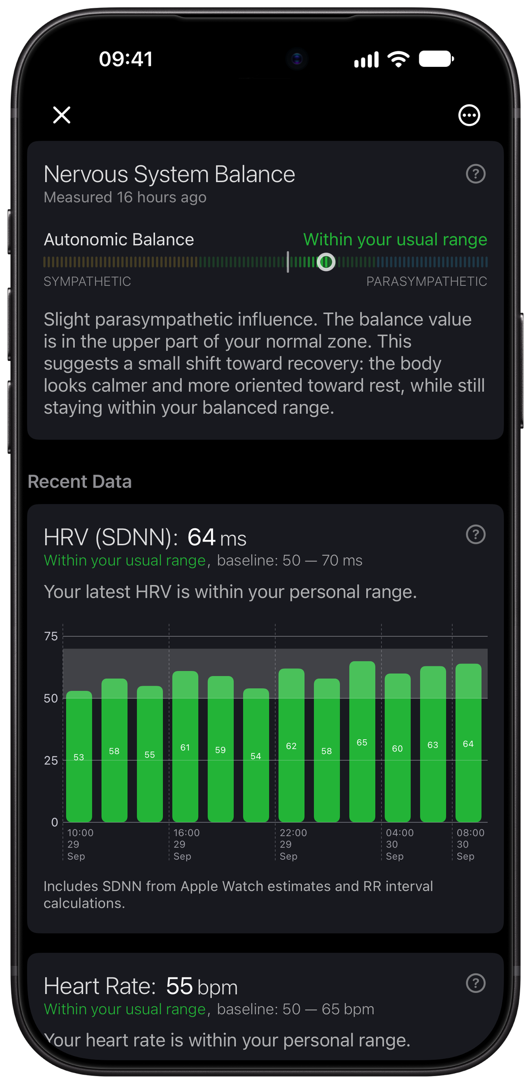 Autonomic Balance and personal HRV history