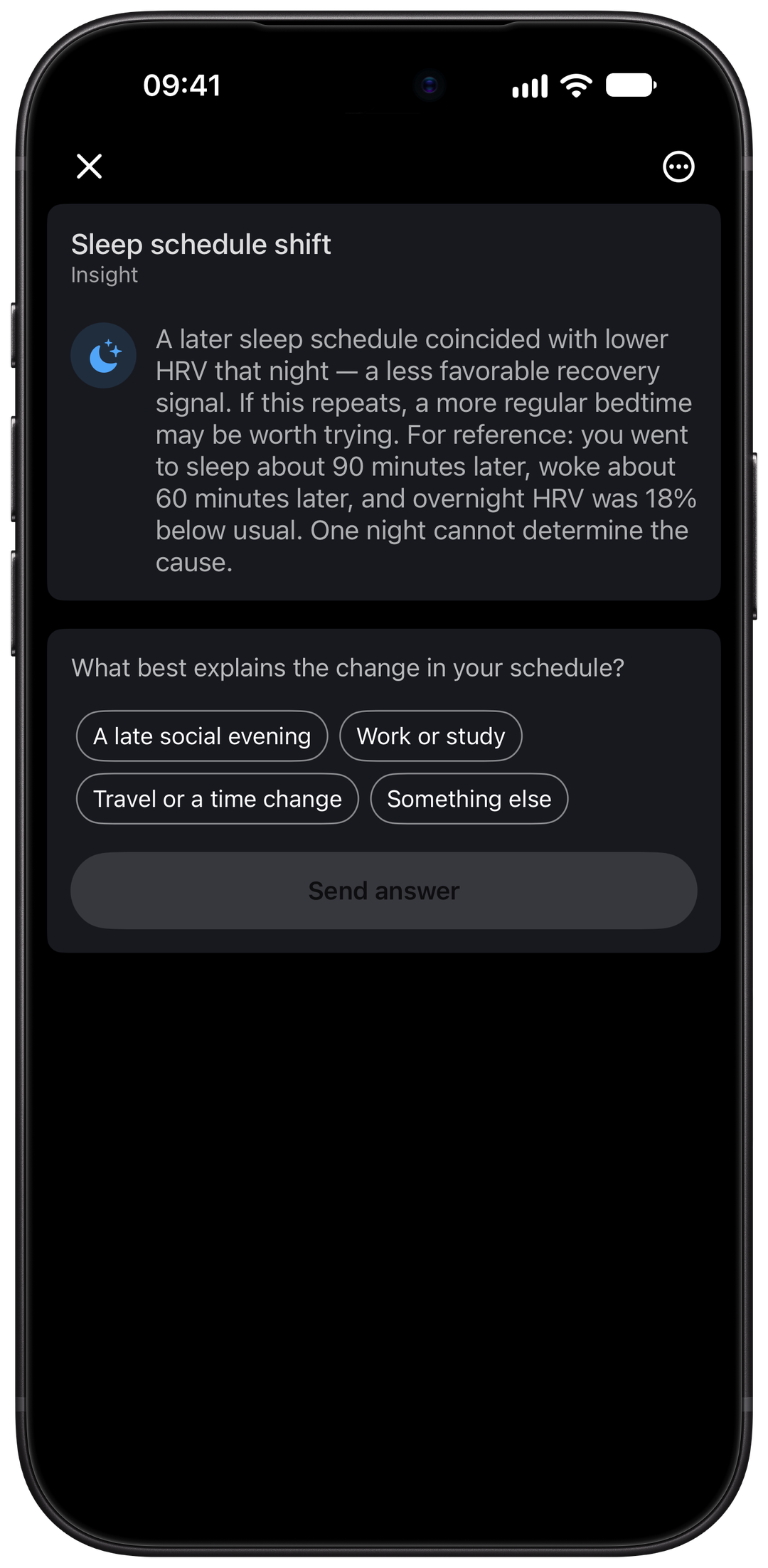 A personal insight with its observation, question and answers